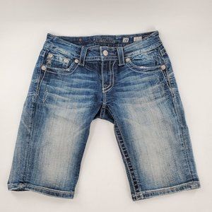 Miss Me Womens Shorts Size 28 Bermuda Blue Denim‎ JP5792M